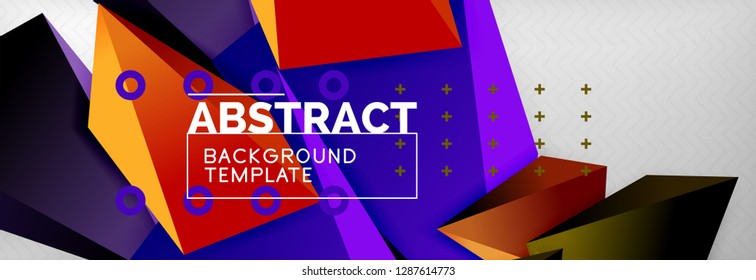 Triangles polygonal background, vector 3d poly template, vector geometric minimal design