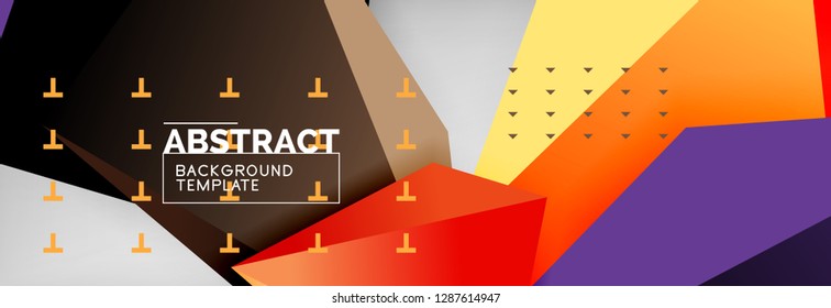 Triangles polygonal background, vector 3d poly template, vector geometric minimal design