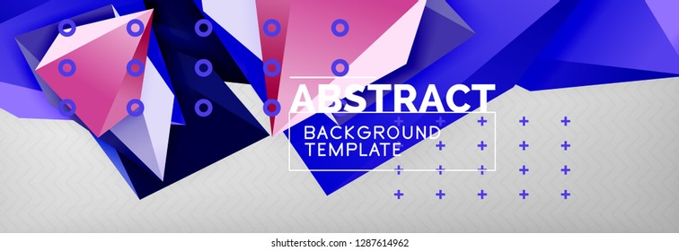 Triangles polygonal background, vector 3d poly template, vector geometric minimal design