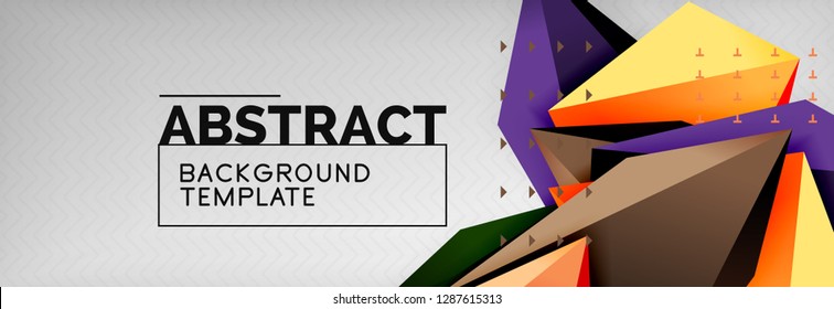 Triangles polygonal background, vector 3d poly template, vector geometric minimal design