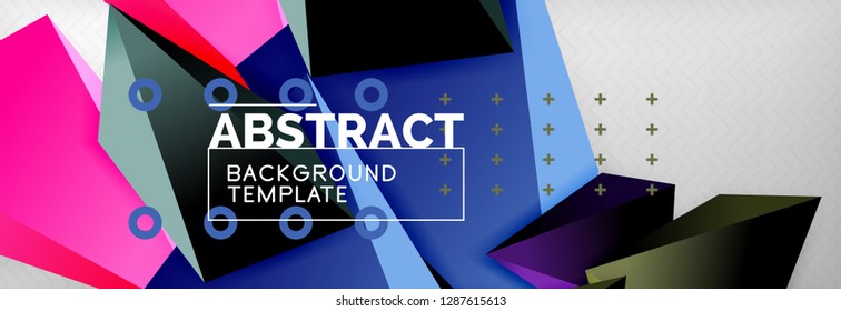 Triangles polygonal background, vector 3d poly template, vector geometric minimal design