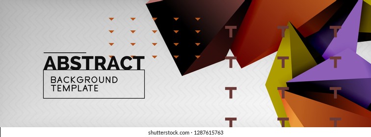 Triangles polygonal background, vector 3d poly template, vector geometric minimal design