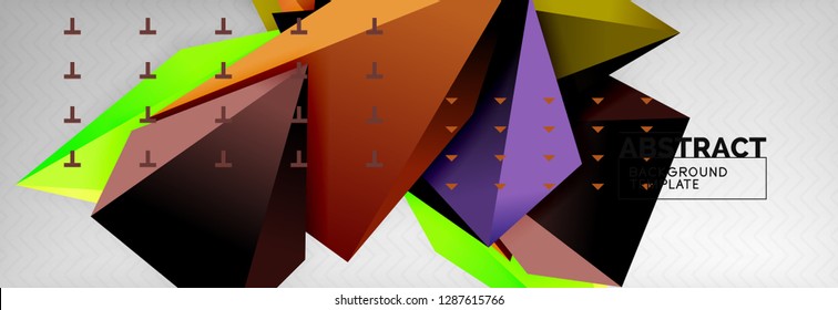 Triangles polygonal background, vector 3d poly template, vector geometric minimal design