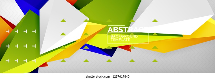Triangles polygonal background, vector 3d poly template, vector geometric minimal design