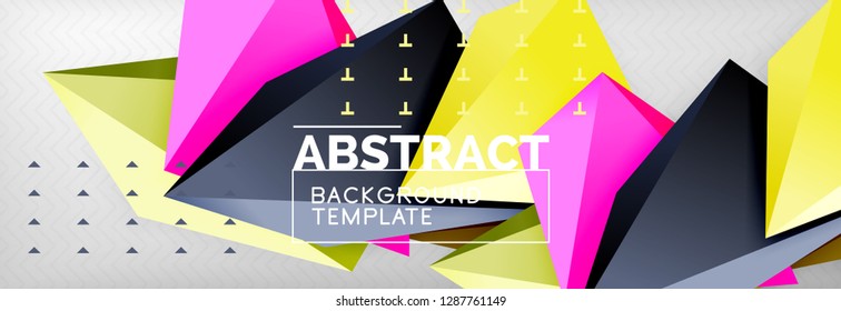 Triangles polygonal background, vector 3d poly template, vector geometric minimal design