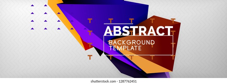 Triangles polygonal background, vector 3d poly template, vector geometric minimal design