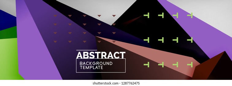 Triangles polygonal background, vector 3d poly template, vector geometric minimal design