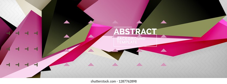 Triangles polygonal background, vector 3d poly template, vector geometric minimal design