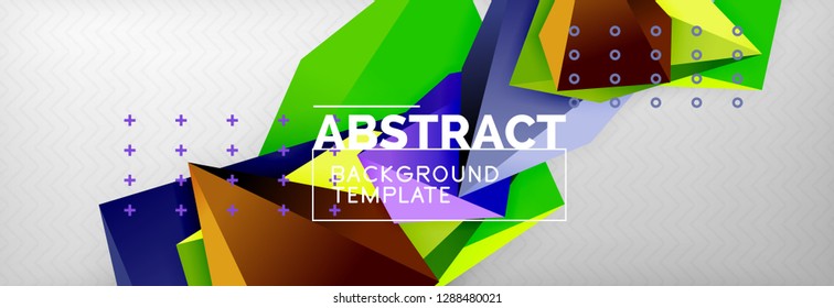 Triangles polygonal background, vector 3d poly template, vector geometric minimal design