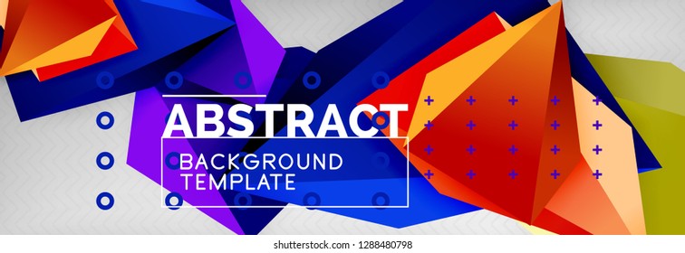 Triangles polygonal background, vector 3d poly template, vector geometric minimal design