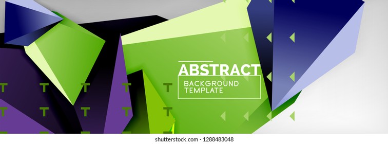 Triangles polygonal background, vector 3d poly template, vector geometric minimal design