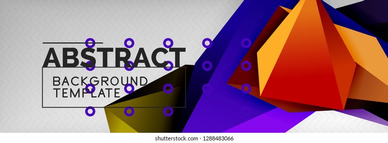 Triangles polygonal background, vector 3d poly template, vector geometric minimal design
