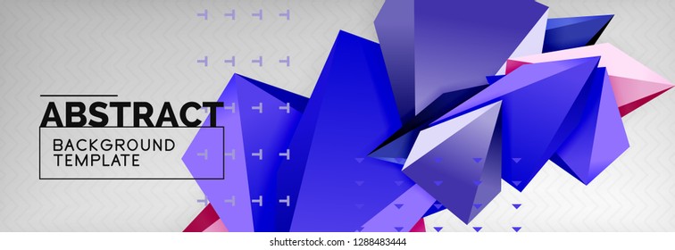 Triangles polygonal background, vector 3d poly template, vector geometric minimal design