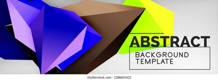 Triangles polygonal background, vector 3d poly template, vector geometric minimal design