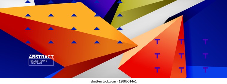 Triangles polygonal background, vector 3d poly template, vector geometric minimal design