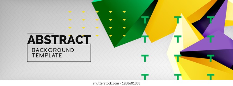 Triangles polygonal background, vector 3d poly template, vector geometric minimal design
