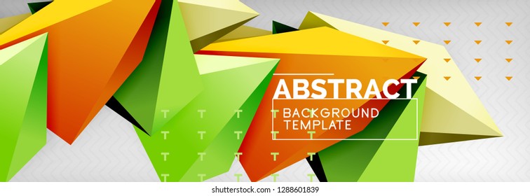 Triangles polygonal background, vector 3d poly template, vector geometric minimal design