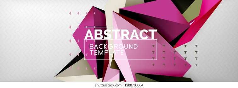 Triangles polygonal background, vector 3d poly template, vector geometric minimal design