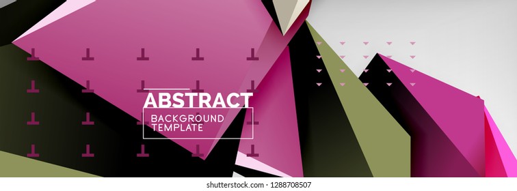 Triangles polygonal background, vector 3d poly template, vector geometric minimal design
