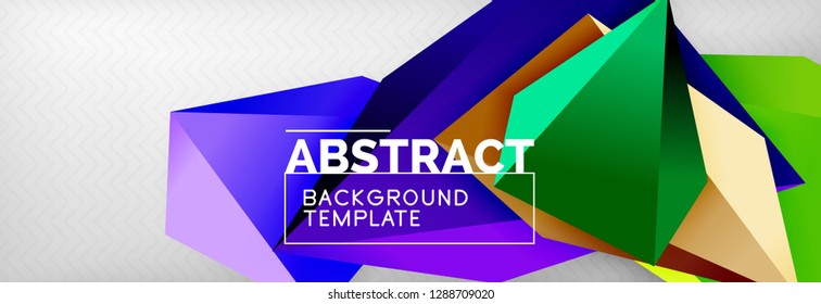 Triangles polygonal background, vector 3d poly template, vector geometric minimal design