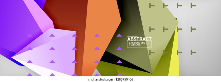 Triangles polygonal background, vector 3d poly template, vector geometric minimal design