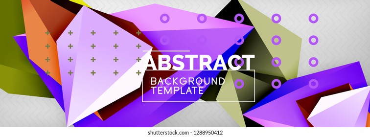 Triangles polygonal background, vector 3d poly template, vector geometric minimal design