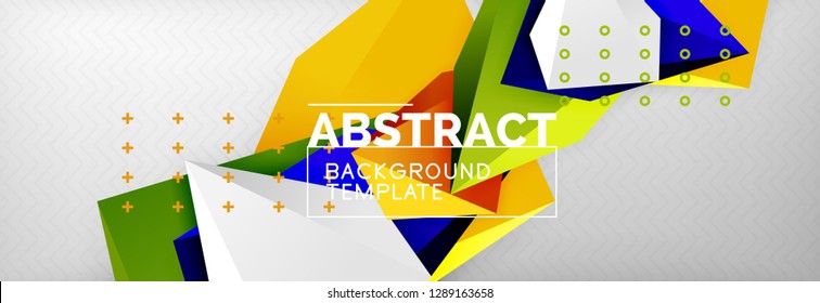 Triangles polygonal background, vector 3d poly template, vector geometric minimal design