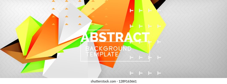 Triangles polygonal background, vector 3d poly template, vector geometric minimal design