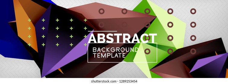 Triangles polygonal background, vector 3d poly template, vector geometric minimal design