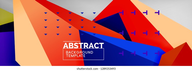 Triangles polygonal background, vector 3d poly template, vector geometric minimal design