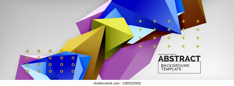 Triangles polygonal background, vector 3d poly template, vector geometric minimal design