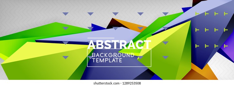 Triangles polygonal background, vector 3d poly template, vector geometric minimal design