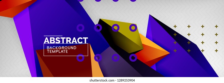 Triangles polygonal background, vector 3d poly template, vector geometric minimal design