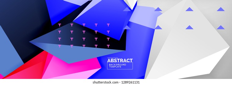 Triangles polygonal background, vector 3d poly template, vector geometric minimal design
