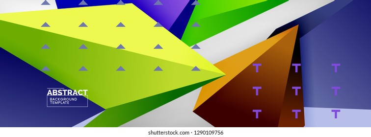 Triangles polygonal background, vector 3d poly template, vector geometric minimal design