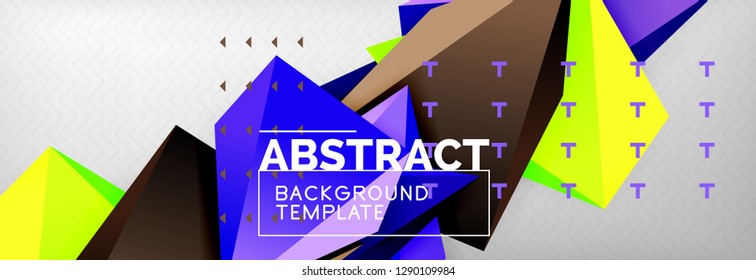 Triangles polygonal background, vector 3d poly template, vector geometric minimal design