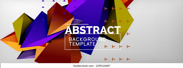 Triangles polygonal background, vector 3d poly template, vector geometric minimal design