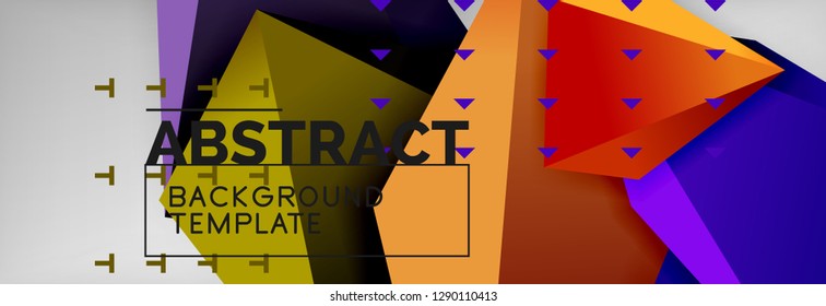 Triangles polygonal background, vector 3d poly template, vector geometric minimal design