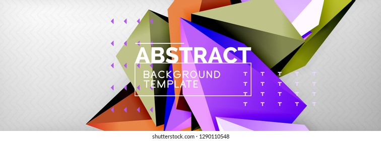 Triangles polygonal background, vector 3d poly template, vector geometric minimal design