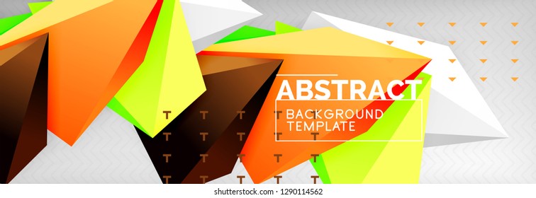 Triangles polygonal background, vector 3d poly template, vector geometric minimal design