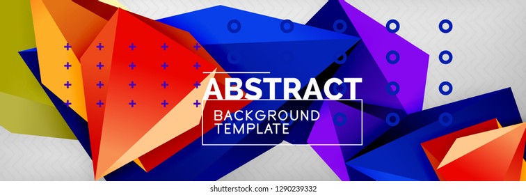 Triangles polygonal background, vector 3d poly template, vector geometric minimal design