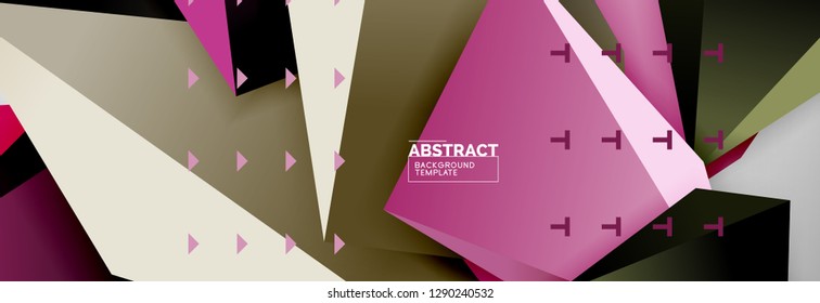 Triangles polygonal background, vector 3d poly template, vector geometric minimal design