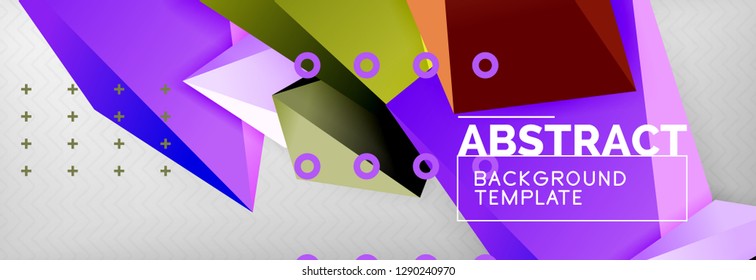Triangles polygonal background, vector 3d poly template, vector geometric minimal design