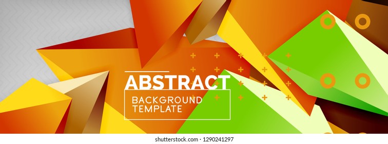 Triangles polygonal background, vector 3d poly template, vector geometric minimal design