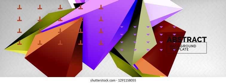 Triangles polygonal background, vector 3d poly template, vector geometric minimal design