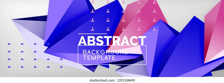 Triangles polygonal background, vector 3d poly template, vector geometric minimal design