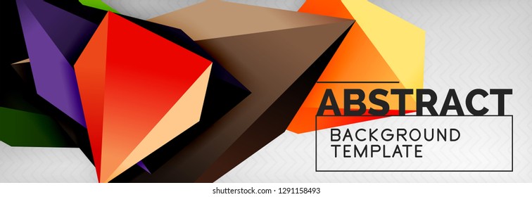 Triangles polygonal background, vector 3d poly template, vector geometric minimal design