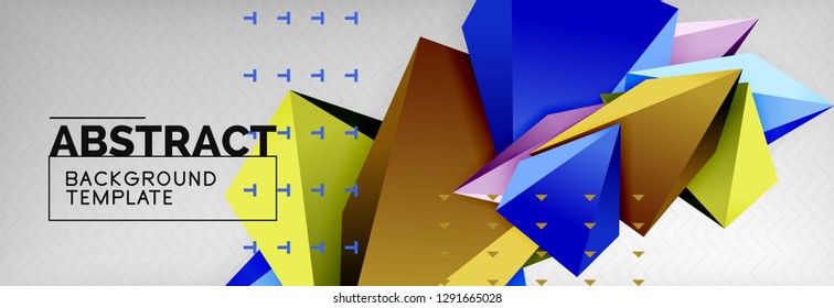 Triangles polygonal background, vector 3d poly template, vector geometric minimal design