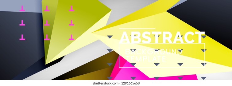 Triangles polygonal background, vector 3d poly template, vector geometric minimal design