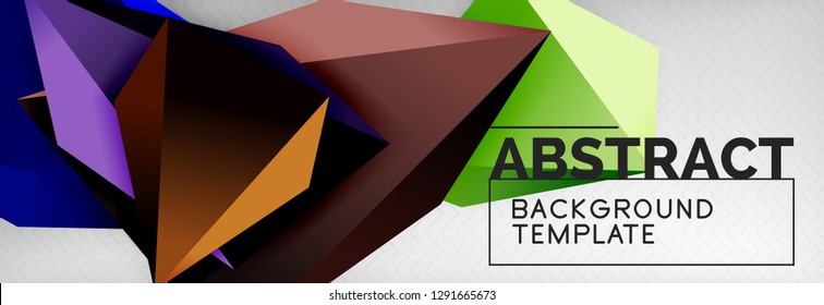 Triangles polygonal background, vector 3d poly template, vector geometric minimal design